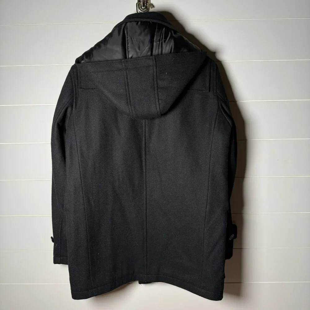 Duffle Coat- A[xist] Black, Size Medium, Wood Toggles Quilted Lining-EXCELLENT
